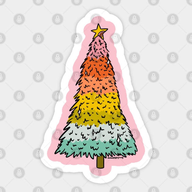 Rainbow Christmas Tree Sticker by Doodle by Meg
